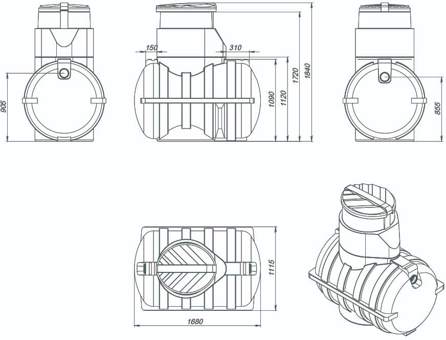 Емкость U 1250 с выходом